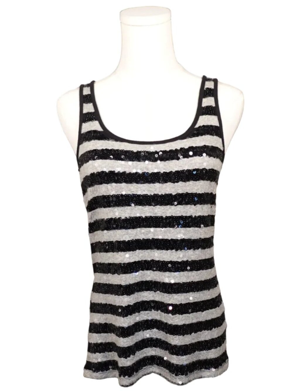 Sequin Stripe Tank Top-M